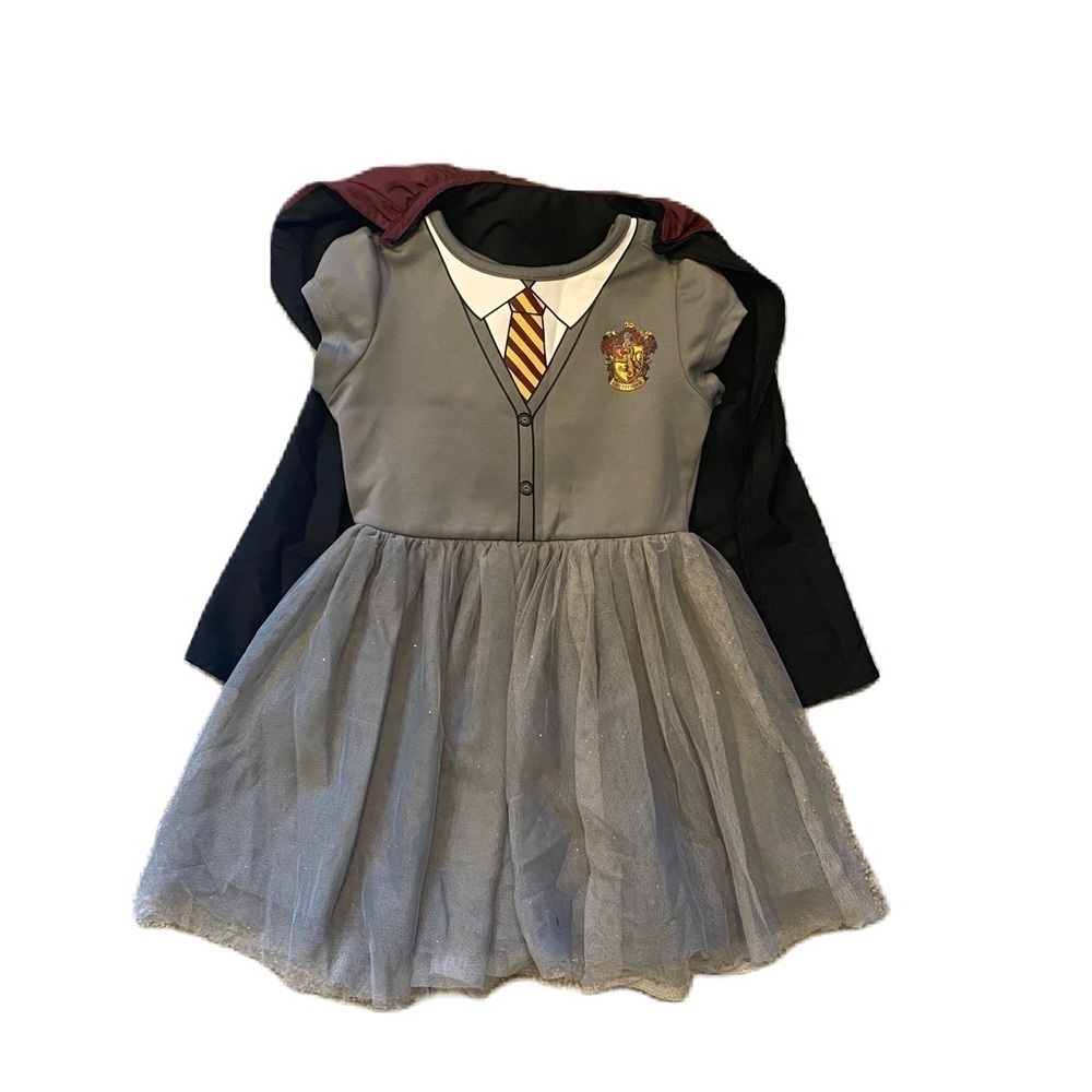Harry Potter Dress W/ Detachable Cloak XS 4/5 Gray Black Glitter Tulle